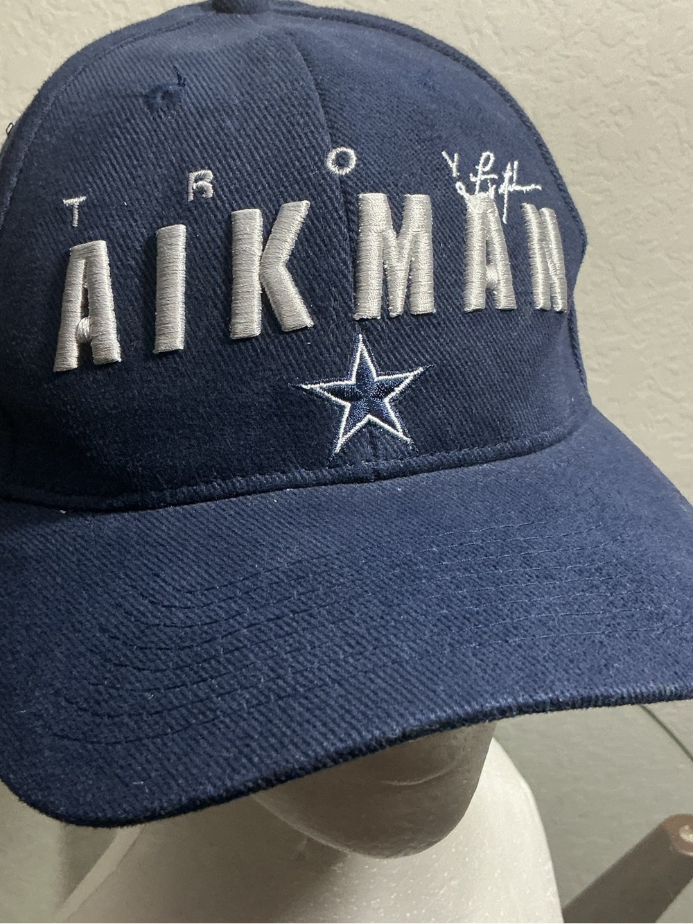⭐ ⭐ Vintage 90s Troy Aikman #8 Dallas Cowboys Embroidered Strapback Hat QB Club